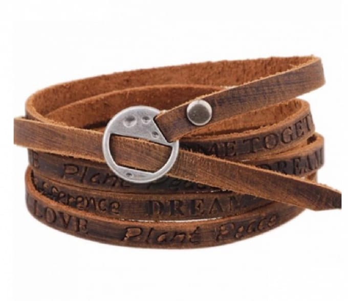 Wikkelarmband- bruin -heren -20-25 cm - Charme Bijoux