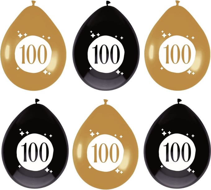 Haza Ballonnen - 100 jaar - leeftijd verjaardag - 6 stuks - 30 cm - versiering