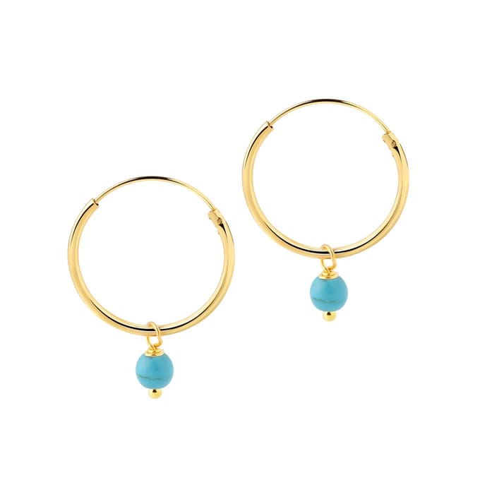 Goud Plated Hoops met Turquoise Steen