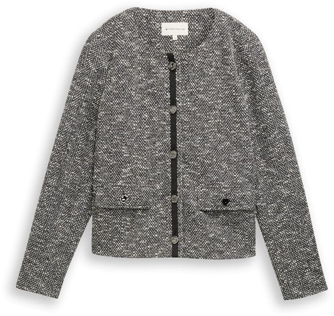 Tom Tailor - Regular fit bouclé jas - Maat S - salt pepper boucle structure