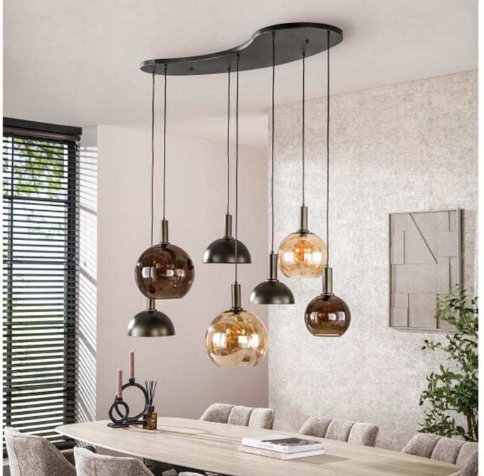 Hanglamp 4+3L Cluster - Sienna brown