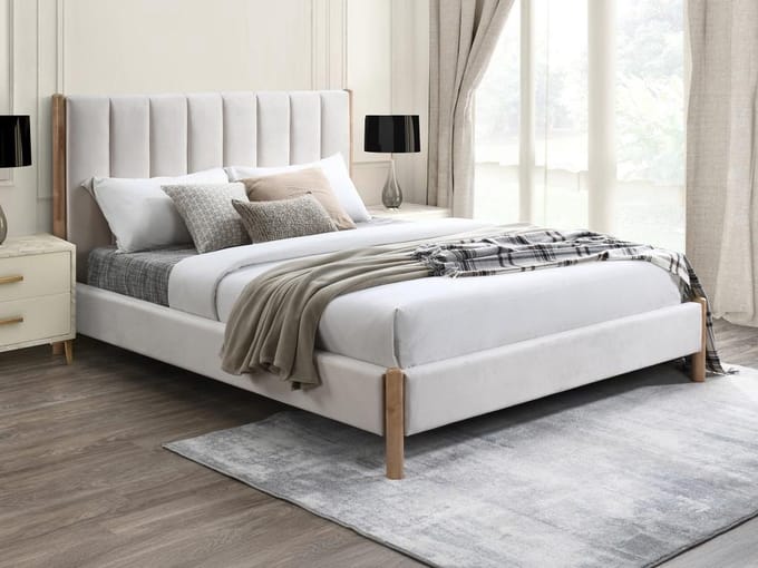 Vente-unique Bedframe stof ivoor 160 x 200 cm