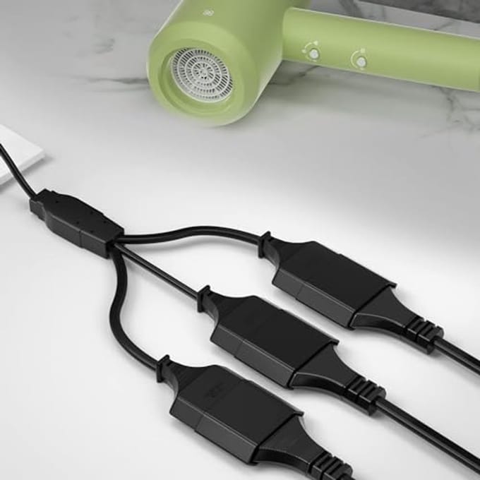 Extension kabel 2 meter met Europlug en 3-in-1 Type C