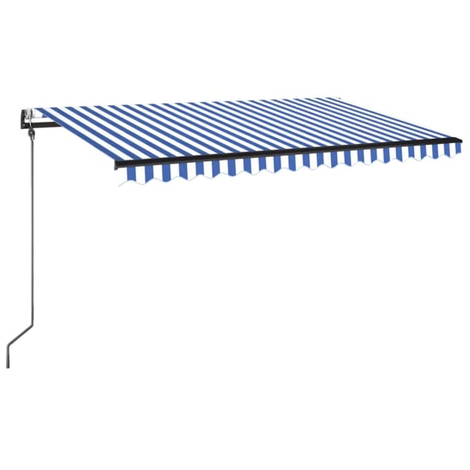 vidaXL - Uitschuifbare - luifel - Blauw - en - Wit - 450 - × - 350 - cm - Polyester