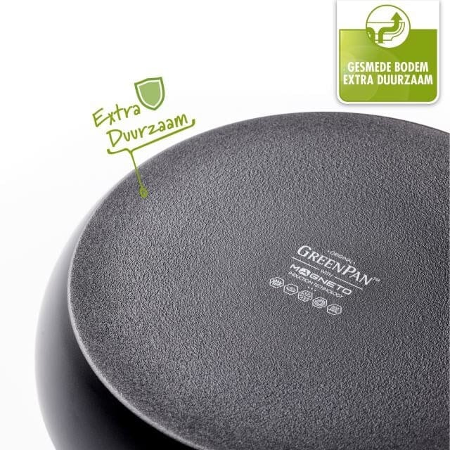 Greenpan Torino keramische hapjespan 28 cm met glazen deksel