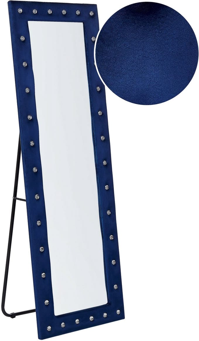 ANSOUIS - Staande spiegel - Marineblauw - Fluweel