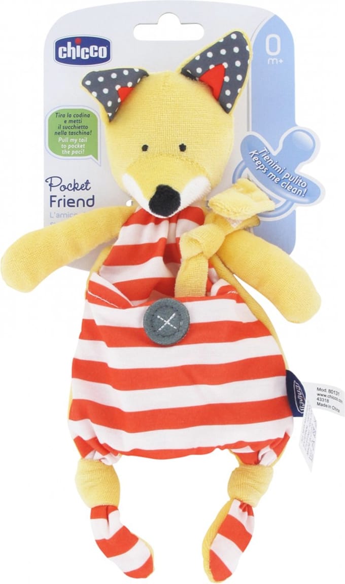 105977 Chicco Fopspeen Snuggle Pocket Friend Oranje Vos