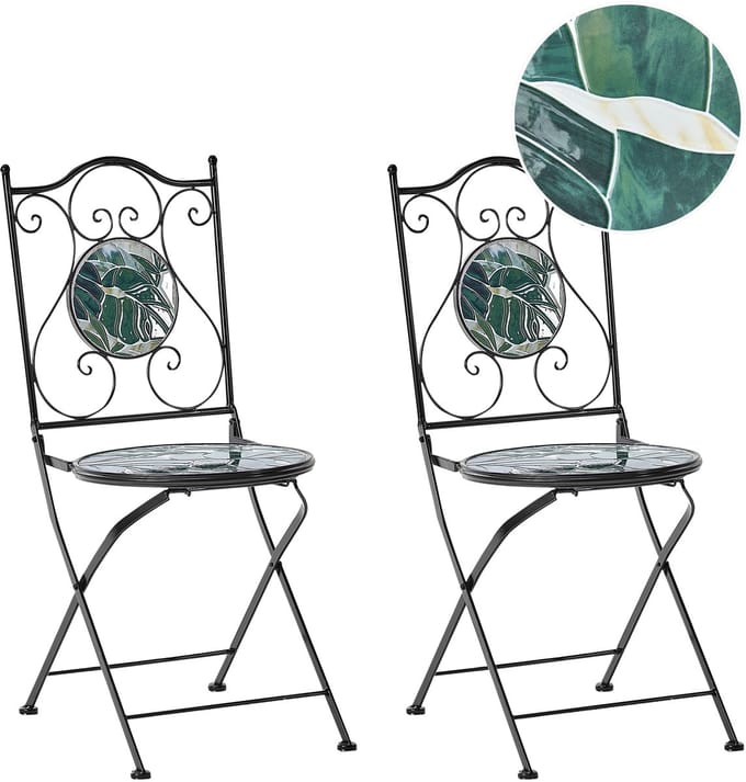 COZZANA - Tuinstoel set van 2 - Zwart - Metaal