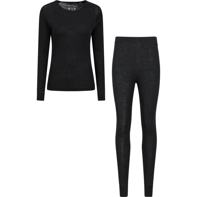 Mountain Warehouse Dames/Dames Merino Wol Base Layer Set (Zwart)