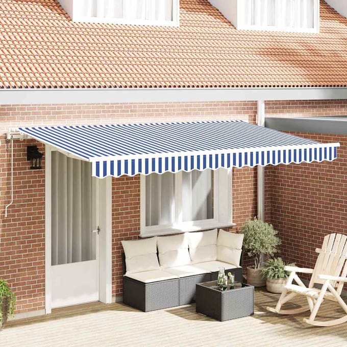 vidaXL - Uitschuifbare - luifel - Blauw - 350 - x - 200 - cm - Stof