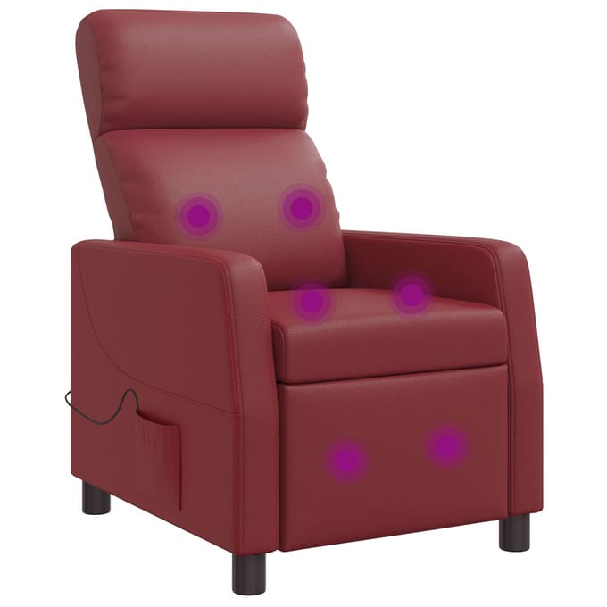 vidaXL - Massage - Relaxstoel - Wijnrood - Kunstleer