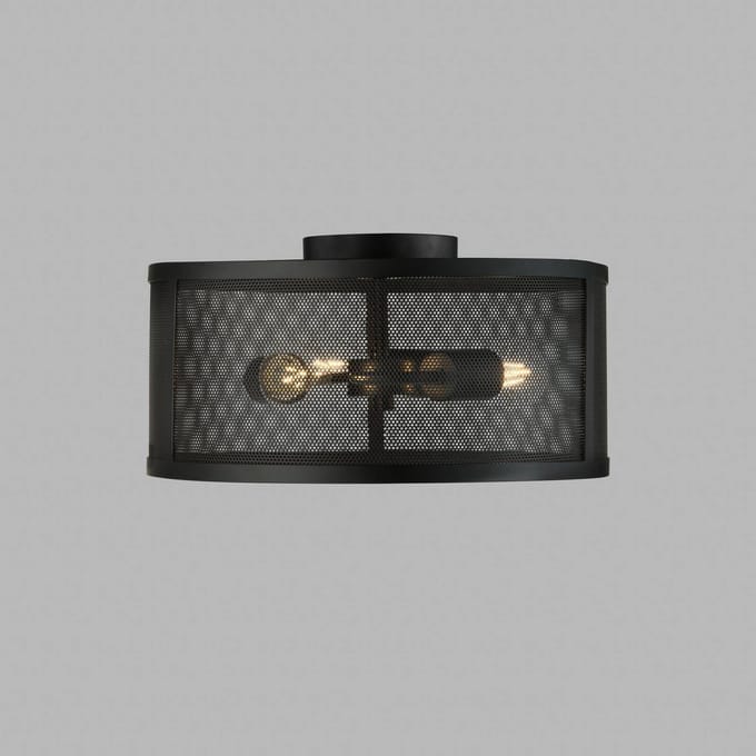 Searchlight Plafondlamp Fishnet van metaal in zwart