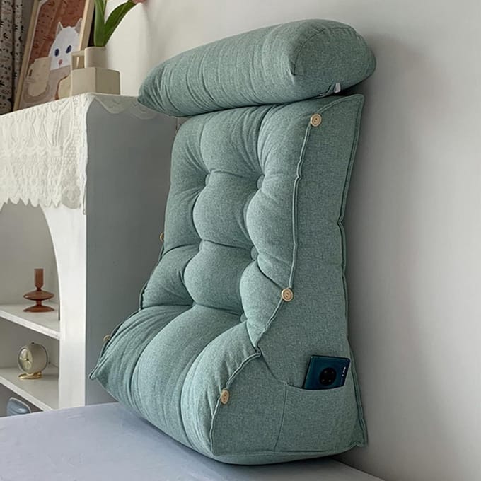 Leeskussen Driehoek - Steun kussen - Ontspannen in bed - Verstelbare hoofdsteun - 45x45x20 cm - Groen