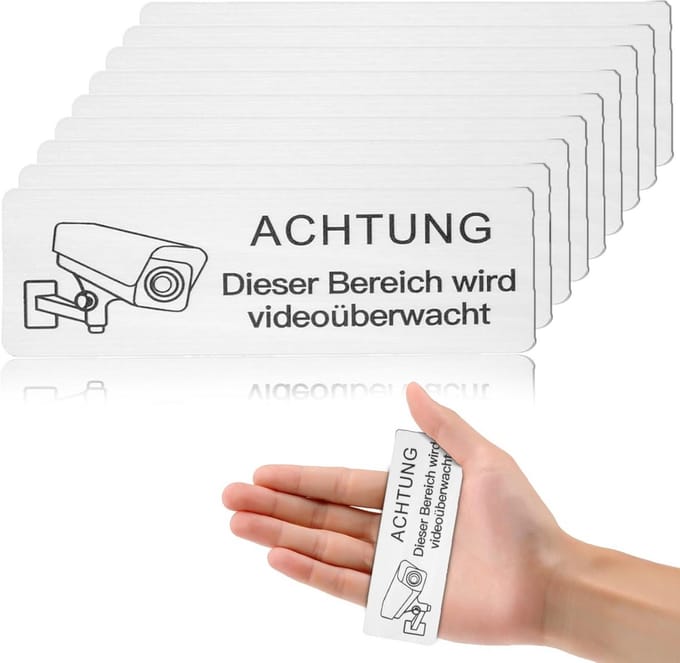 10x Aluminium Waarschuwingsborden Videobewaking Zelfklevend - Privé Eigendom Camerabewaking