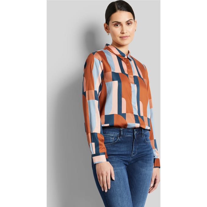 Bugatti Damen Overhemdblouse met blinde knoopsluiting