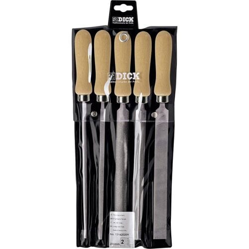 Dick 13142020H Set werkplaatsvijlen 5-delig met houten handgreep Slaglengte 200 mm Lengte 200 mm 1 set(s)