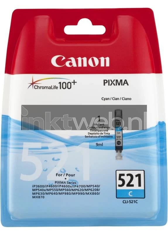 Canon CLI-521C - Inktcartridge - Origineel - Standaard capaciteit - Cyaan