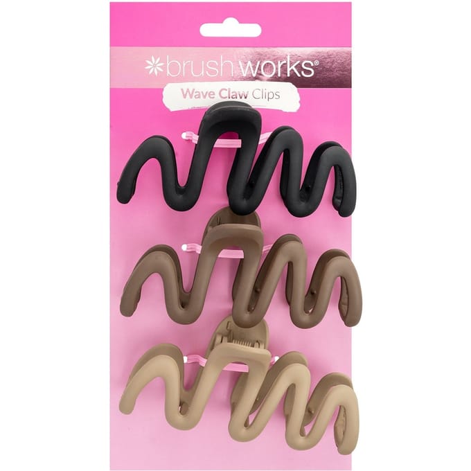 brushworks Wave Claw Clips - 3 Pack
