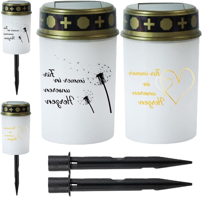 Graflichten Set - Decoratieve lampjes - Buitenverlichting - Op zonne-energie - Set van 2 - Wit