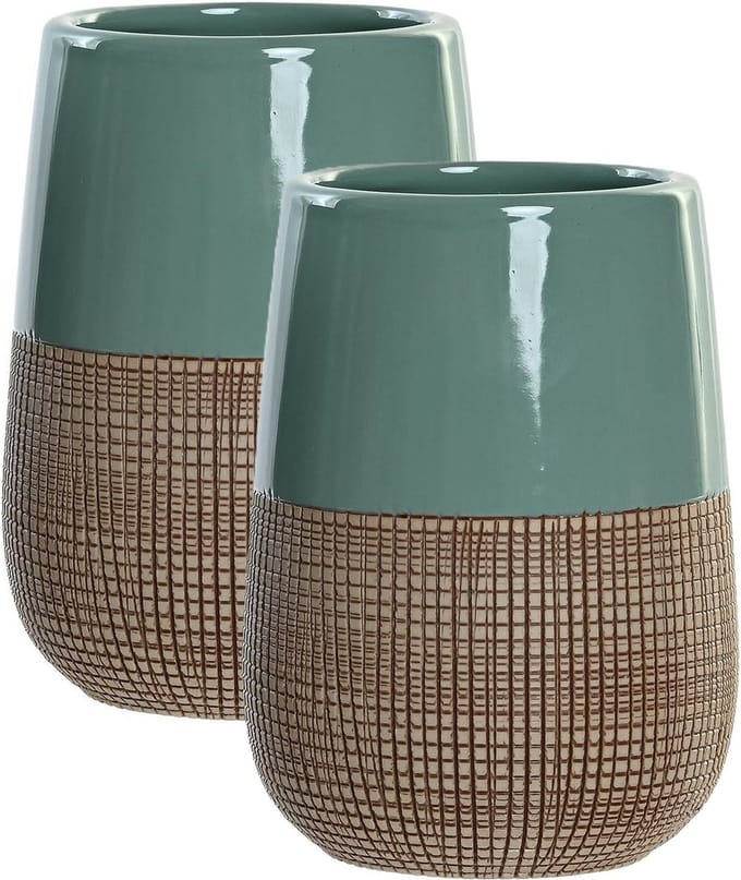 Items Badkamer tandenborstel beker - 2x - Polystone - mintgroen 11 cm