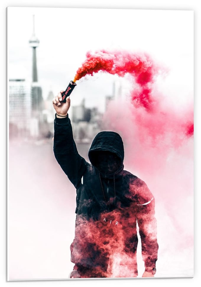 Forex - Rode Rookwolk  - 40x60cm Foto op Forex