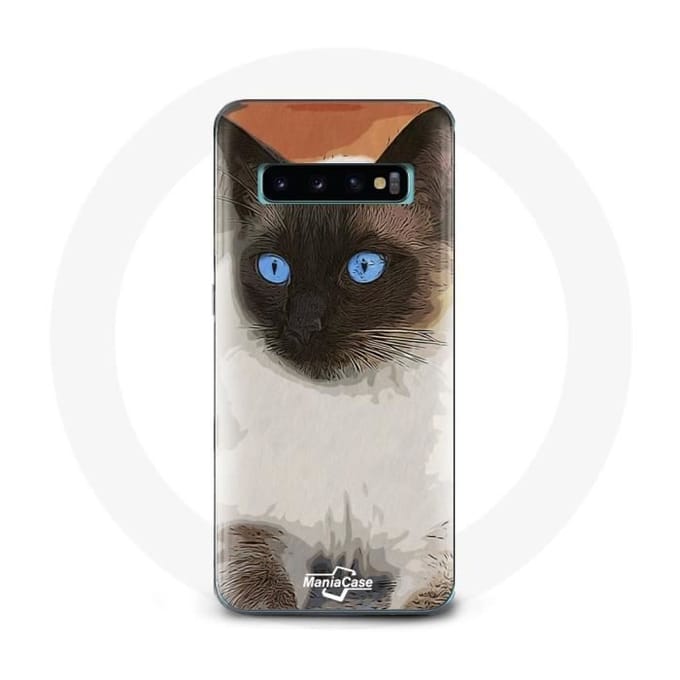 Coque pour Samsung Galaxy S10 Plus Siamois Noir et blanc Yeux Bleus
