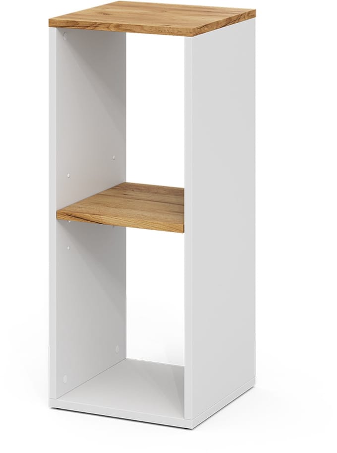Vicco Tomy Boekenkast – 30 x 74 cm met 2 open vakken Eik wit/goud