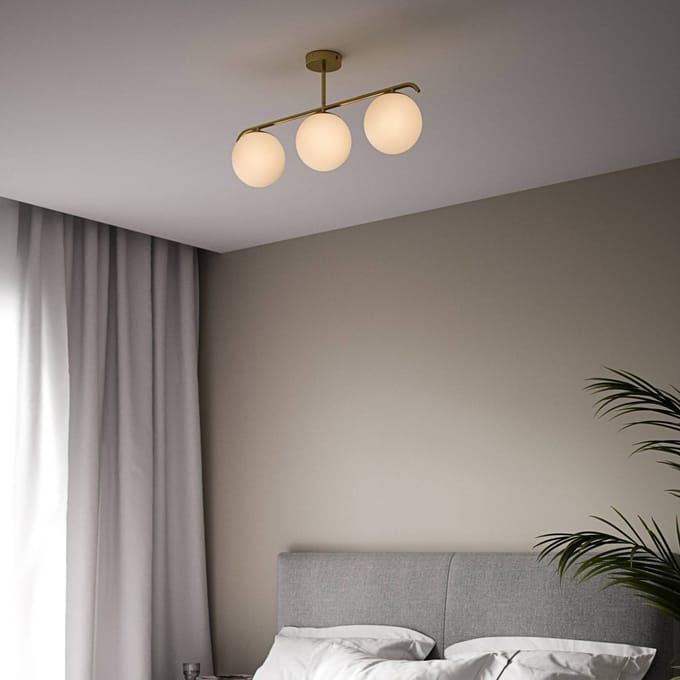 Nordlux Plafondlamp Grant, 3-lamps, messing
