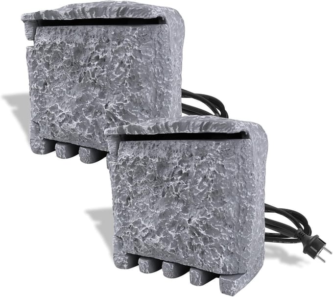 Set van 2 Tuinstekkerdoos in Steenlook met 4 Stopcontacten en 3m Verlengkabel IP44
