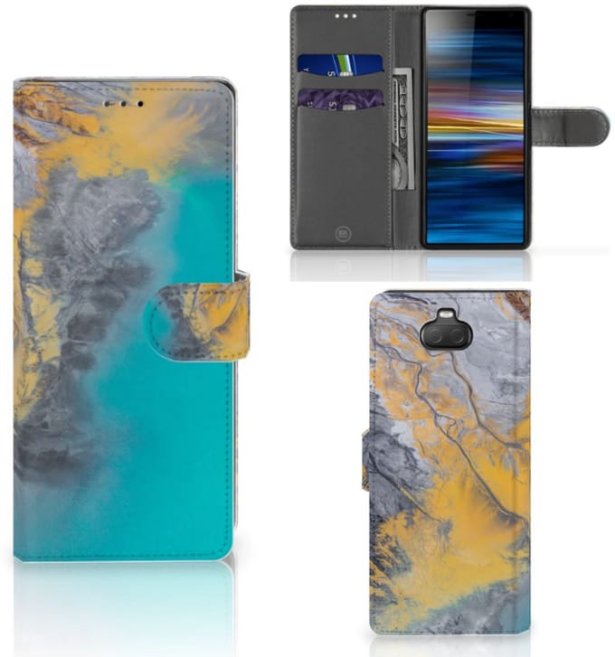 Sony Xperia 10 Bookcase Marble Blue Gold