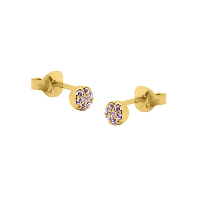 Karma Oorbellen Zirconia Lavender Disc | Goud