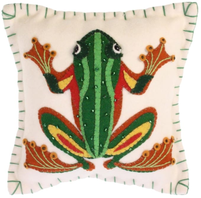 vilt Kussen Kikker, incl. vulling 20x8x20cm