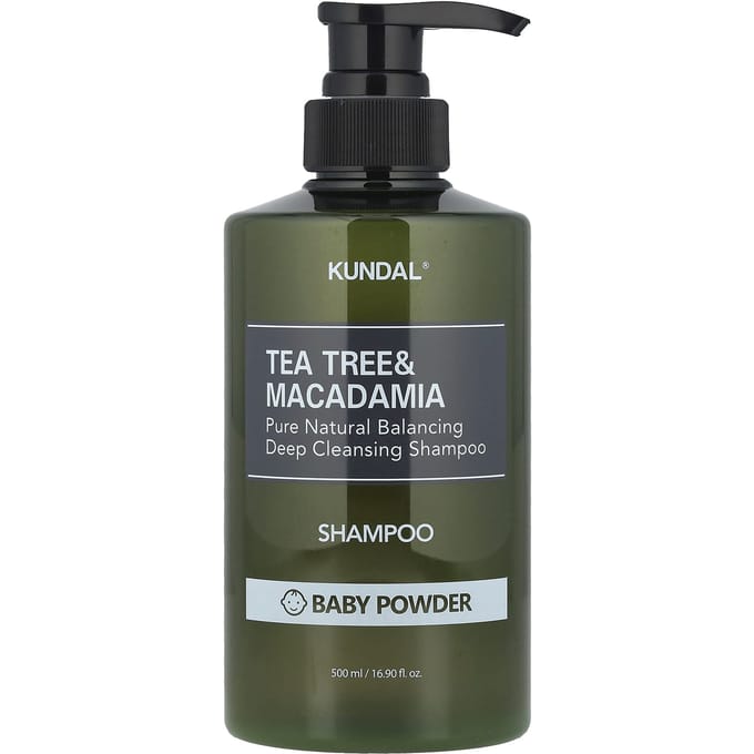 Kundal, Shampoo Arbre à Thé & Macadamia, Poudre pour Bébé, 500ml (16,9 onces liquides) gray