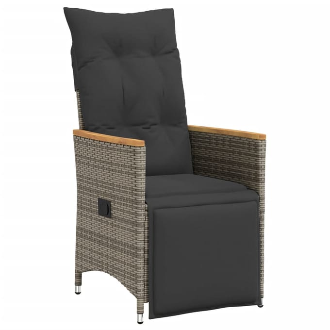 vidaXL - 11-delige - Bistroset - met - kussens - poly - rattan - grijs