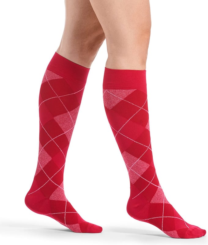 Sigvaris Microfiber Shades Steunkousen Dames Argyle Cherry-Maat: 35 - 37