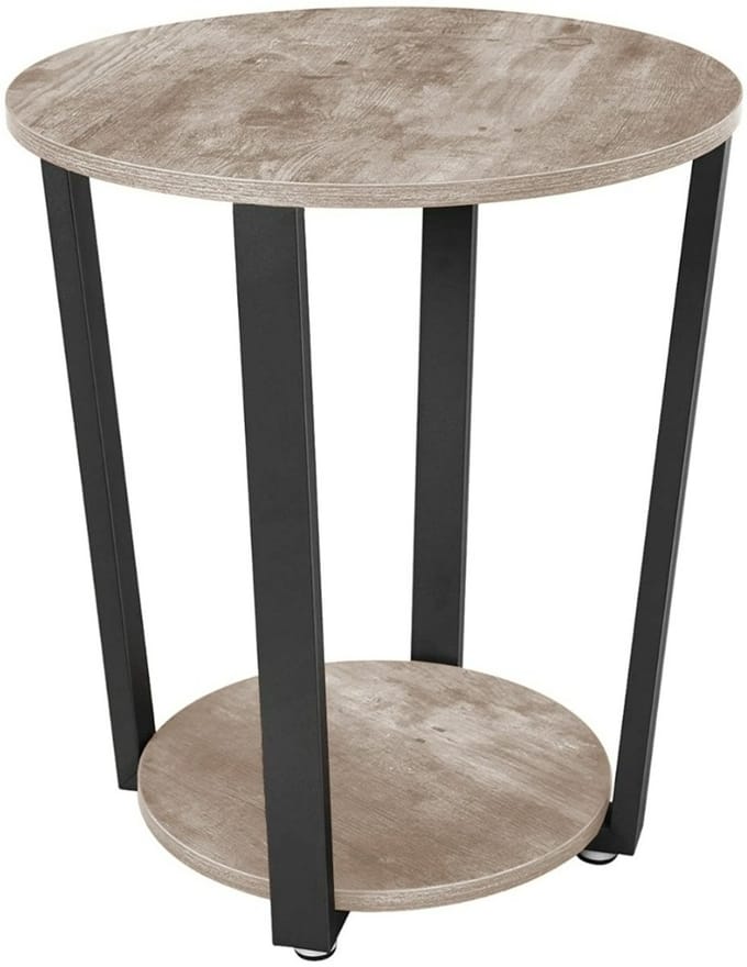 Hoppa! - Bijzettafel - Greige/Zwart - Metaal - 50 x 50 x 57 cm (L x D x H)