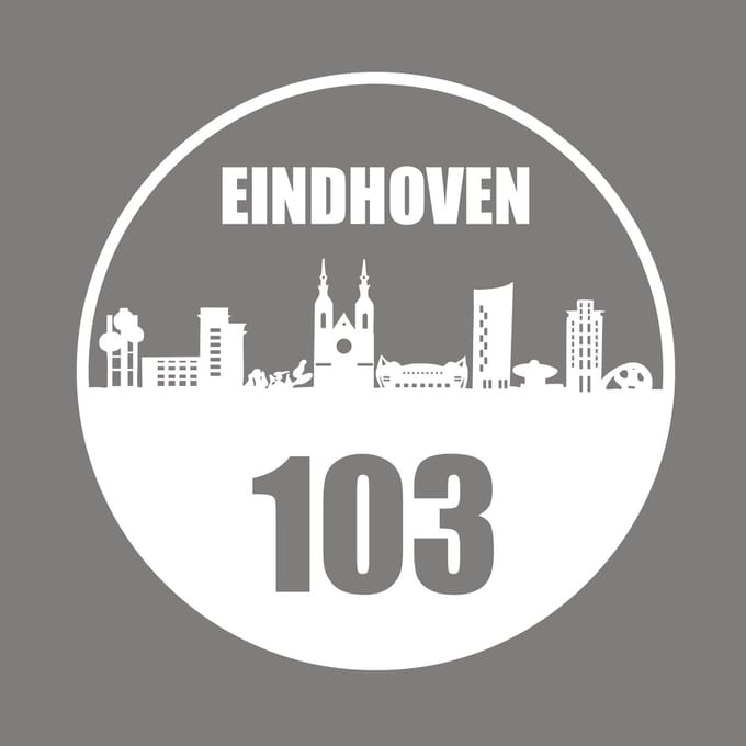 Eindhoven sticker met eigen huisnummer