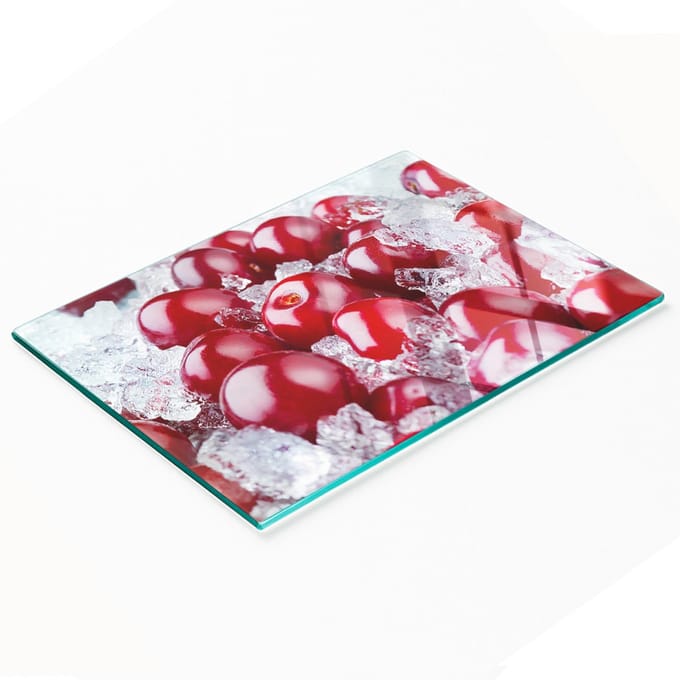 Multifunctionele decoratieve glazen snijplank voor de keuken, kersenijs, 80x52 cm