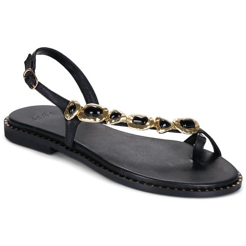 Platte sandalen Exé Shoes 557 IRENE-LEATHER-BLACK