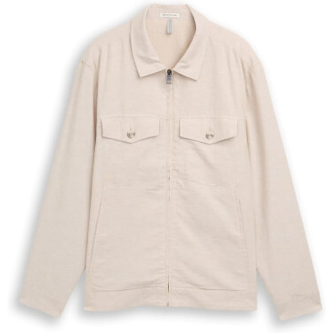 Tom Tailor - Overshirt - Heren - L - Beige - Linnen - 1050853