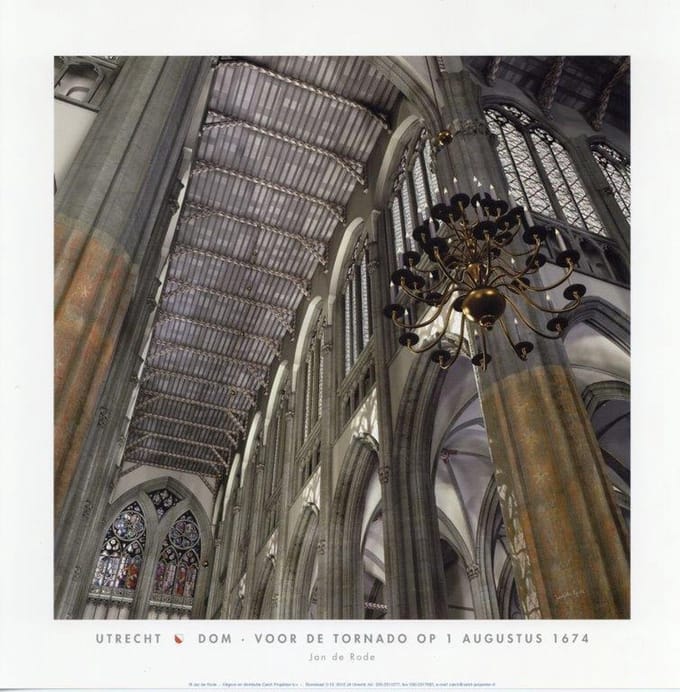Dom voor de tornado 1674 (interieur) - Jan de Rode - Utrechtse Poster - 50 x 55 cm