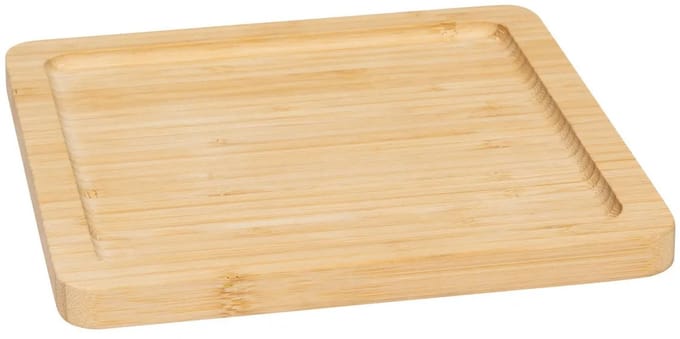 5Five Serveerplankje voor hapjes/fingerfood - 20 x 20 cm - bamboe hout - borrelplank - tapasplank