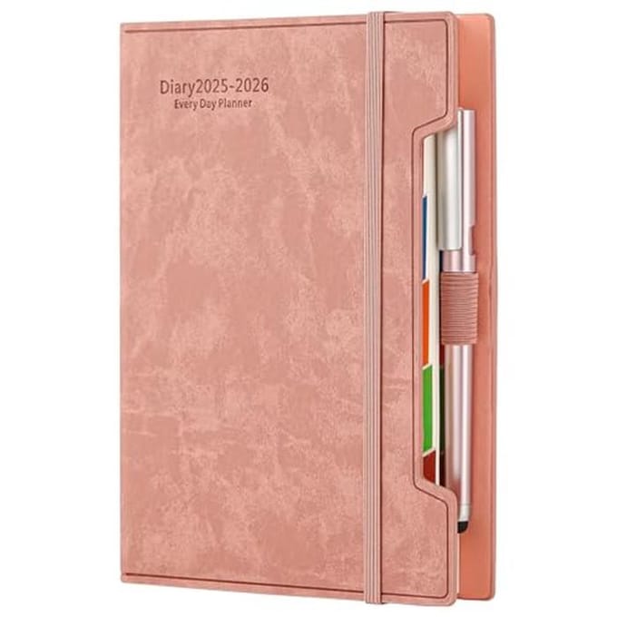 Academisch dagboek - Planner 2025-2026 - Dagelijkse planning - Dag per pagina - A5 formaat - Roze