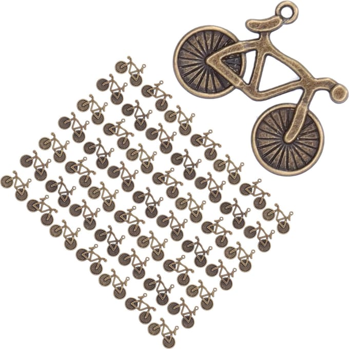50 Pcs Pendentifs Vélo Porte-clés Accessoires de Bijouterie DIY Décorations Bracelet Collier Fait Main gray