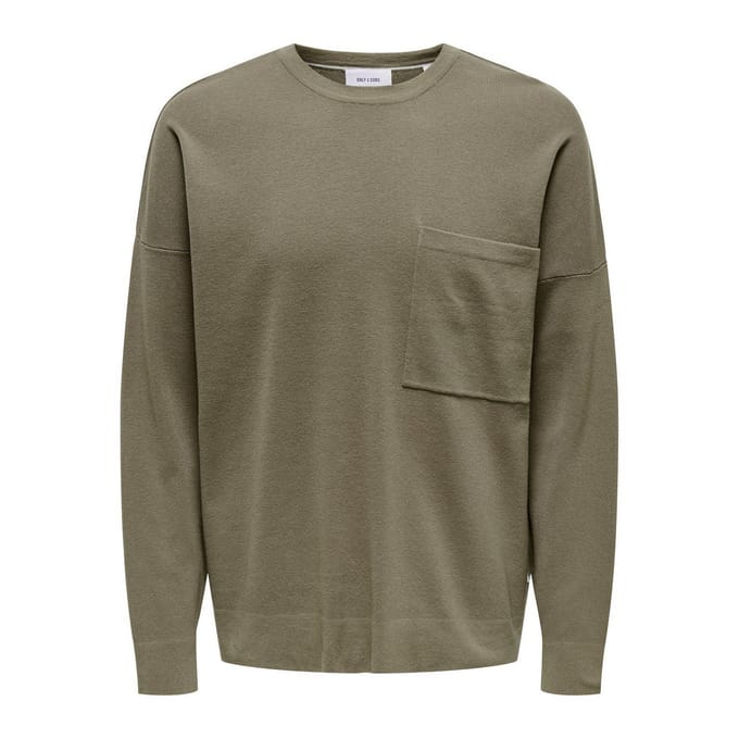 Only Heren Sweatshirt met Ontspannen Hals (Taupe)
