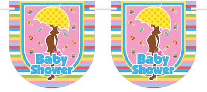 Gekleurde babyshower vlaggenlijn 6 meter