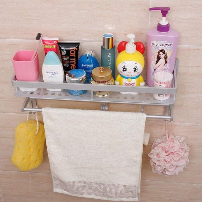 Hanging badkamerrek - met plank - handdoekenhouder - multifunctioneel gebruik - SnelShoppen
