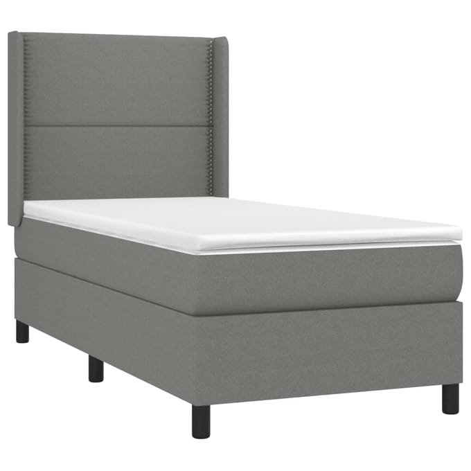 vidaXL - Boxspring - met - matras - stof - donkergrijs - 90x190 - cm