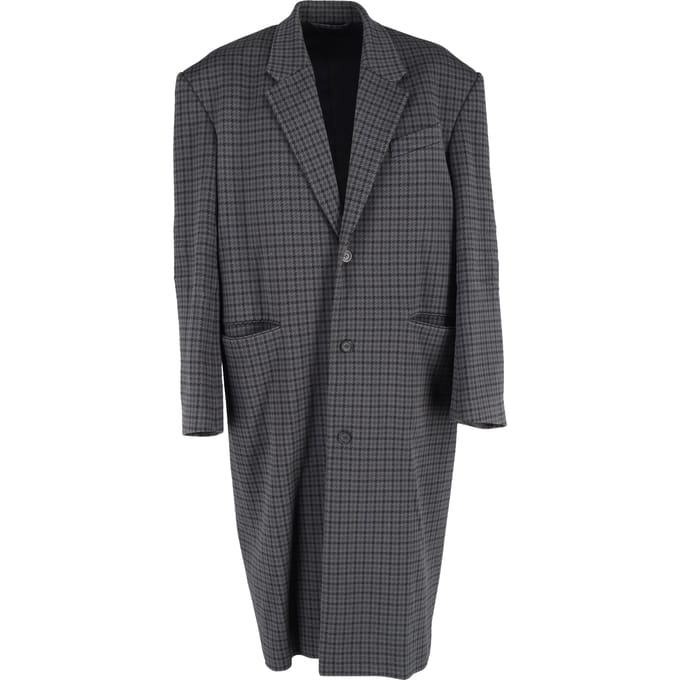 Balenciaga oversized jas met pied-de-poulepatroon in grijs polyester