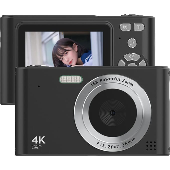 4K digitale camera camcorder 48MP digitale videocamera 2,4 inch scherm 16x digitale zoom Anti-shake zwart